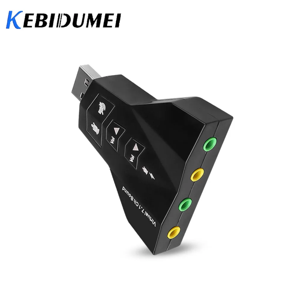 Kebidumei Внешняя USB Аудио Звуковая карта адаптер Виртуальный 7 1 канал 3D гарнитура 3 5