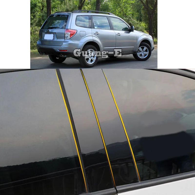 Car PC Material Pillar Post Cover Door Trim Window Piano Black Molding Sticker Plate 8pcs For Subaru Forester 2008-2012 Car PC Material Pillar Post Cover Door Trim Window Piano Black Molding Sticker Plate 8pcs For Subaru Forester 2008-2012