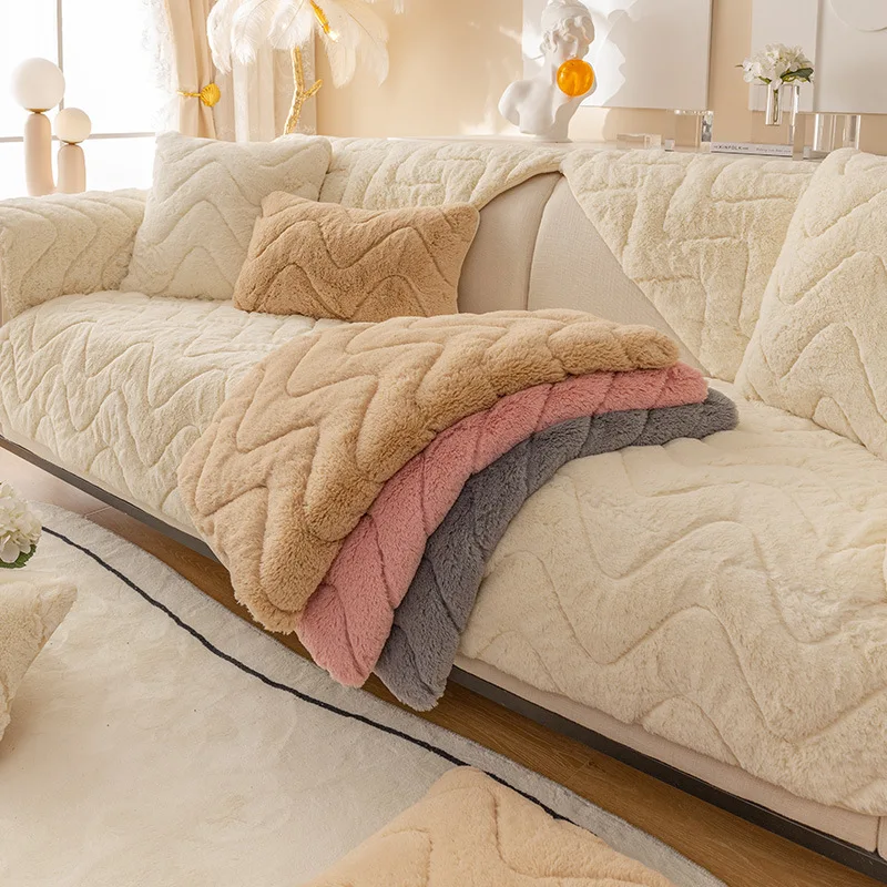 

Thicken Plush Fabric Sofa Cover Lace Slip Resistant Slipcover Seat European Style Couch Cover Sofa Towel for Living Room Decor