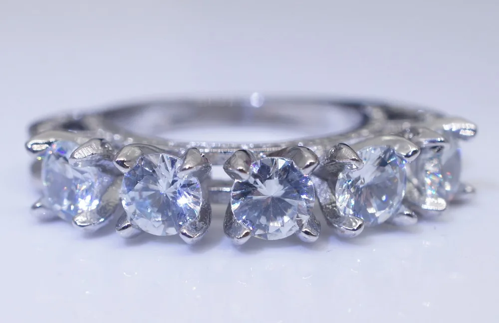 Luxury Large Crystal Filled White Geometric Stone Ring Female 925 Silver Engagement Retro Party Wedding | Украшения и аксессуары