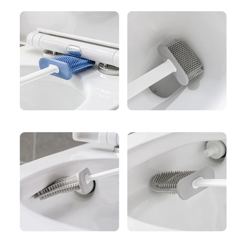 

Silicone Toilet Brush with Holder Base Wall Mounted Creative Bathroom Cleaning Tool Brush Set Clean Tool Bathroom Accessories
