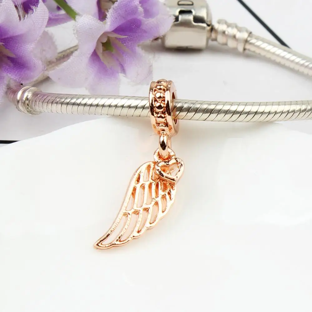 Angel wings charms fit pandora bracelet rose gold wing diy pendant bangle bead jewelry making for women gift | Украшения и