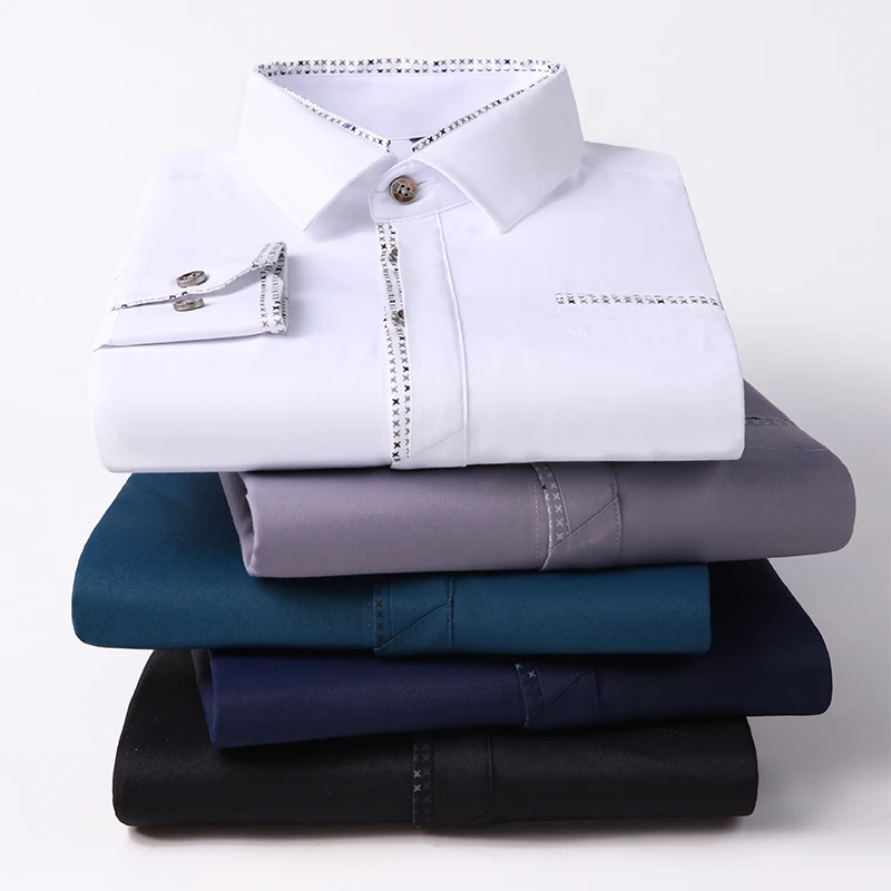 

2023 Autumn New Men's Casual Long Sleeve Shirt Classic Style Floral Hit Color Business Fashion Shirt Male Brand Clothing