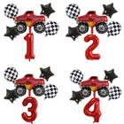 Гоночный автомобиль вечерние украшения вспыш и чудо-машинки, номер воздушные шары на день рождения, комплект вечерние мальчиков сувениры флаги Baby Shower поставки