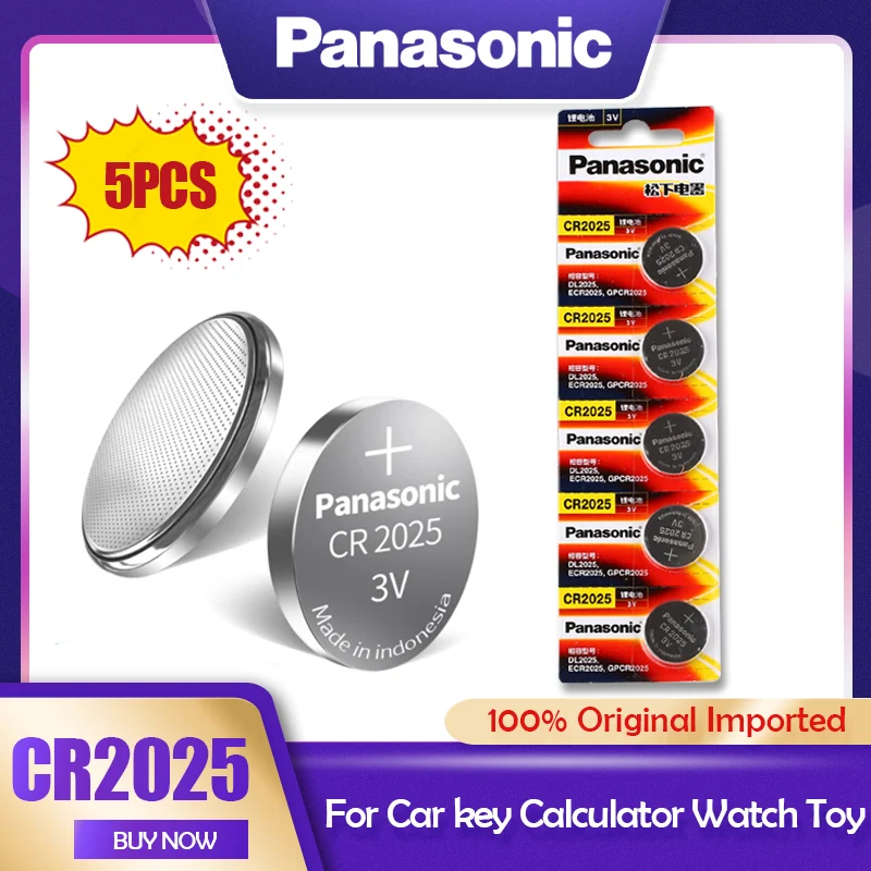 5 шт. Литиевые Батарейки Panasonic CR2025 CR 2025 ECR2025 BR2025 DL2025 KCR2025 LM2025 3 в для камеры часов