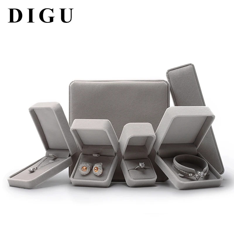 DIGU серый фланелет шкатулка предложение брака кольцо колье серьги кулон браслет