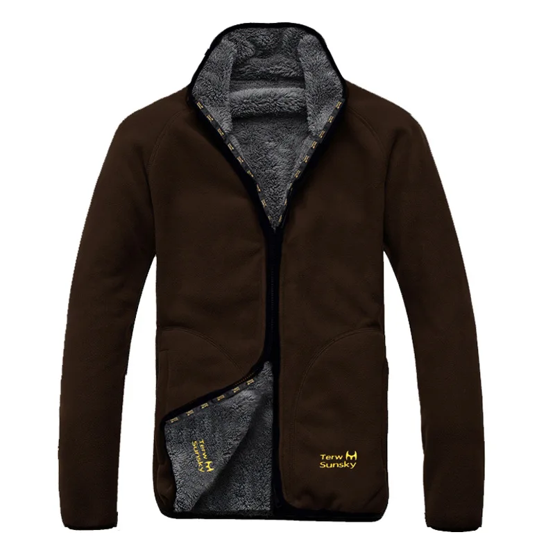Двусторонняя Толстая флисовая куртка для мужчин осенне зимняя уличная