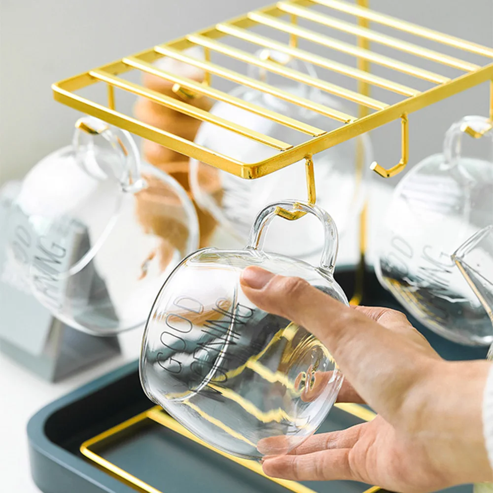 

Kitchen Stainless Steel Cup Holder For Mugs Coffee Cups Saucers Holder Tea Cup Hang Rack Home Organize Room Decoration