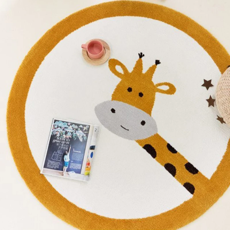

57EE Baby Play Mat Crawling Carpet Kids Room Floor Rug Round Cartoon Deer Printed Pad