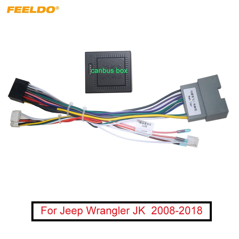 FEELDO автомобильный 16pin Android жгут проводов с Canbus для Jeep Wrangler JK (2008 2018) Aftermarket стерео