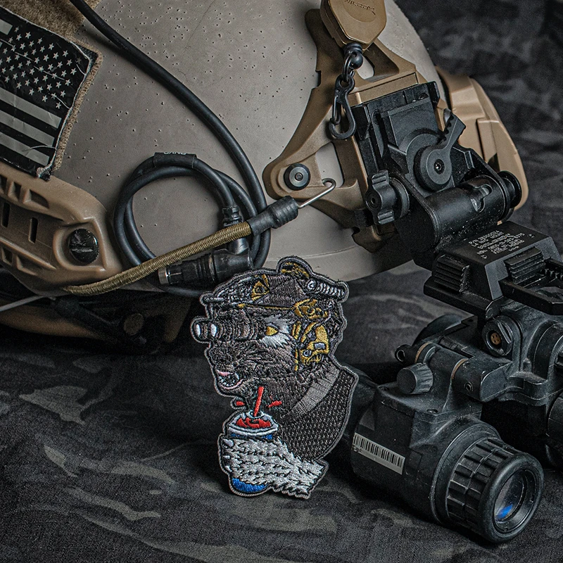 Вышитая нашивка волка для напитков механический шлем сланцевый волк тактическая