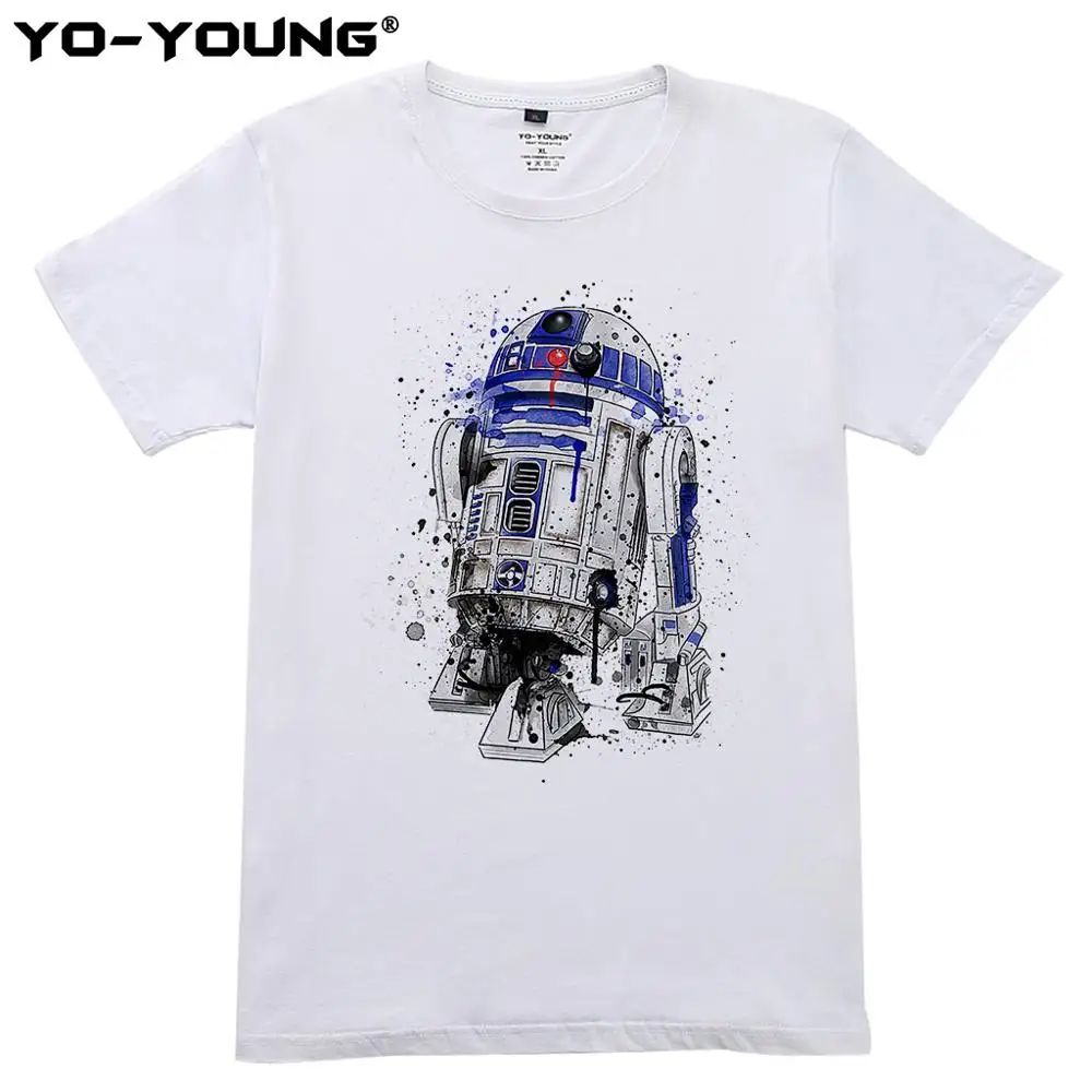 Футболки унисекс R2D2 Повседневная футболка из 100% хлопка Мужская одежда Футболка