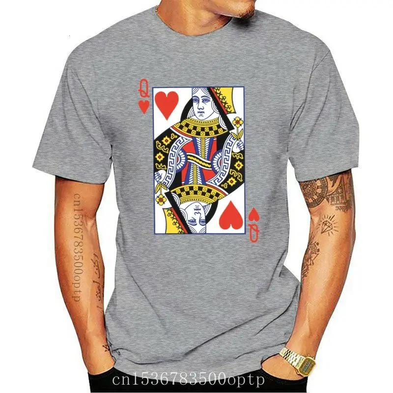 

New Men tshirt Queen of Hearts Playing Card Unisex T Shirt Printed T-Shirt tees top