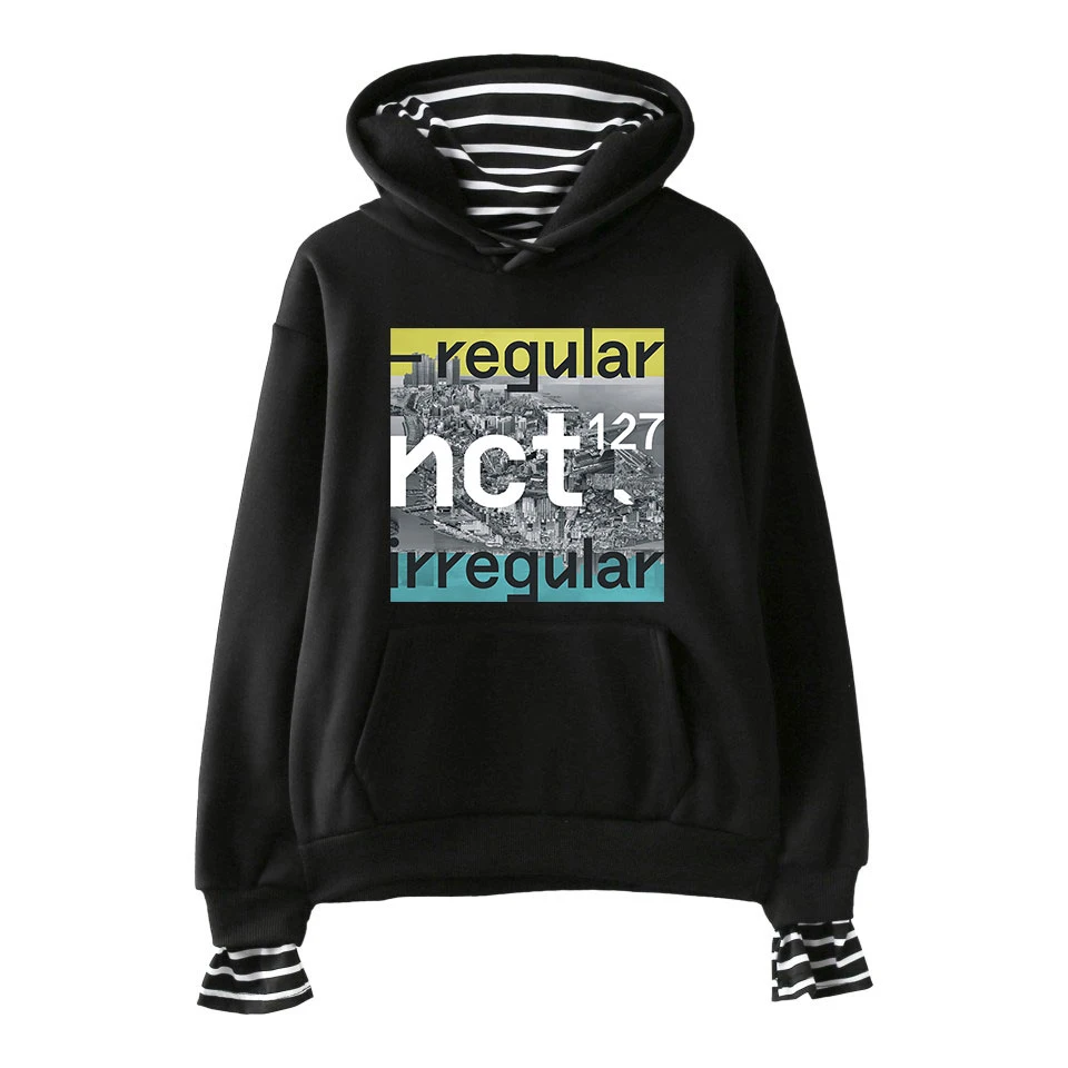 

KPOP NCT Dream new album WE BOOM Printed Fake Two Pieces hoodies Hot Sale for Women K-pop hoodie sweatshirt streetwear Plus Size