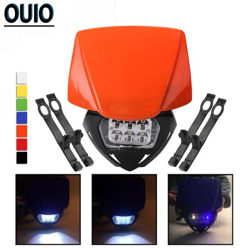 Мотокросс 2 рядная светодиодный маска на фару 12V H4 головной свет обтекатель