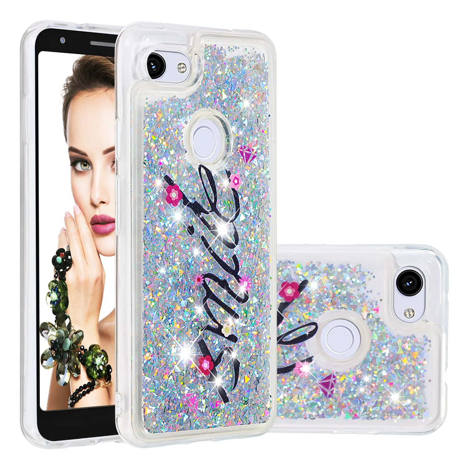Luxury Phone Cases For Google Pixel 3a Case XL Liquid Quicksand Glitter Bling Paint Soft TPU Back Cover Coque Gift |