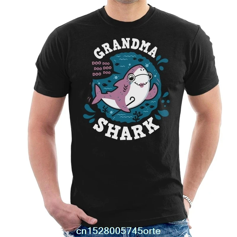 С принтом camiseta Baby Shark семейный для бабушки Мужская футболка 100% хлопок женская