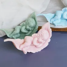 Sleep Baby on the Feather Soap silicone Mold Angle Candle Mold DIY Amora Gypsum Plaster Silicon Mould For Car Decoration