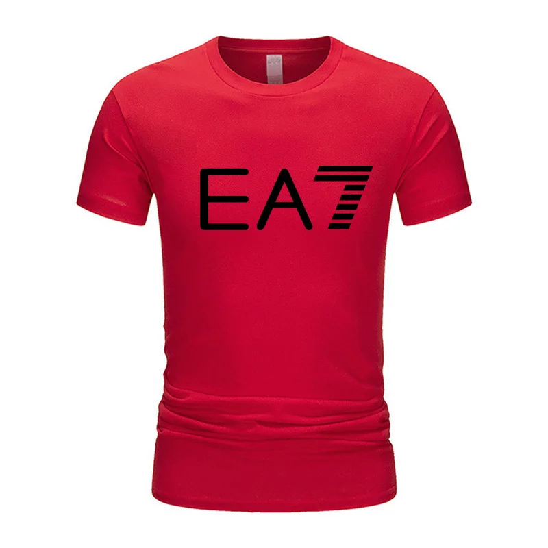 

EA7 2021 Summer Men's T-shirt Oversized t-shirt Casual Sports Pure cotton Fitness Print Short Sleeves
