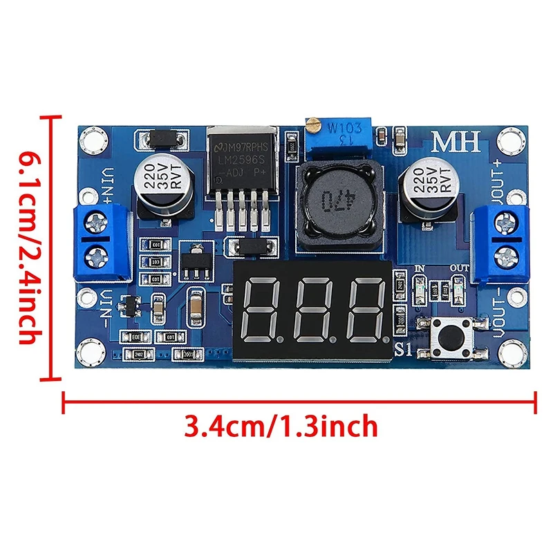 Регулируемый Модуль питания LM2596S DC-DC Down преобразователь с уменьшенным