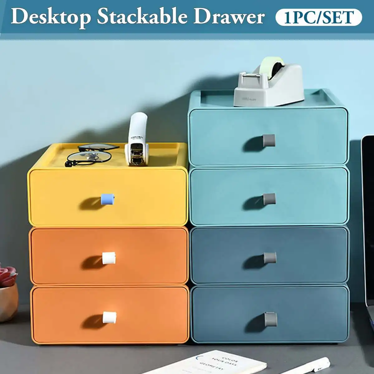 

1PCS Colorful Desktop Organizer Drawer Office Accessories Storage Box Makeup Plastic Storage Container Bathroom Storage