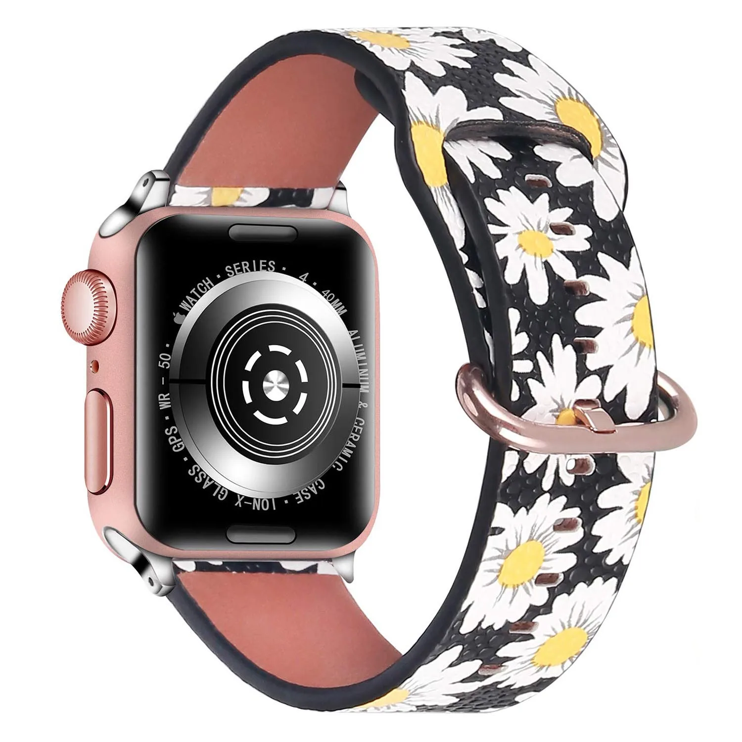 Сменный кожаный ремешок с цветами для Apple Watch band 40 мм 44 38 42 женский браслет iwatch series 5