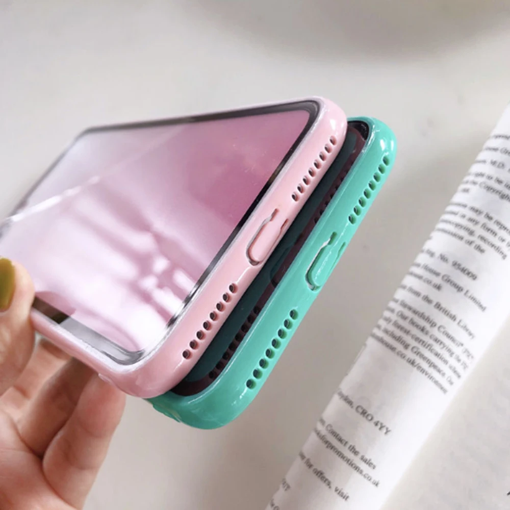 Для iPhone 11 Pro Max Чехлы цветной Градиент прозрачный чехол для телефона мягкий клей