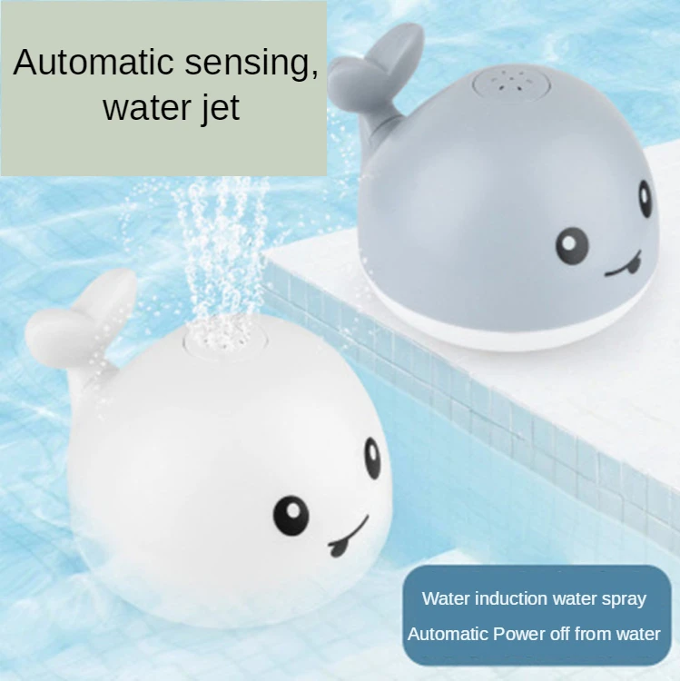 Colorful Lights Baby Light Up Bath Tub Toys Whale Induction Water Sprinkler Music Pool Toys for Toddlers Infants Kids