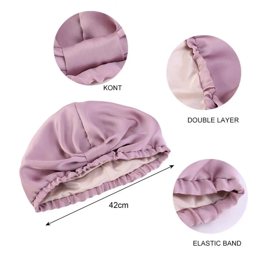 

Hair Cap Solid Color Elastic Double Layer Knot Hair Cap Sleep Hair Care Shower Hair Salon Massage Double Layer Knot Hair Cap