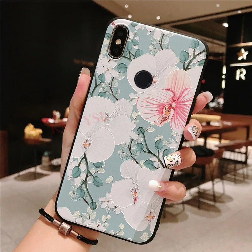 3D рельефный чехол для телефона с цветами Red mi Note 8 Coque 7 Pro 6 6A 4X Мягкий силиконовый 9 A1