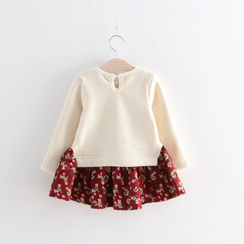 New Kids Casual Cotton Cartoon Velvet Dress Fashion Warm Dresses Autumn Winter Girls Clothing For 1-6Years | Детская одежда и
