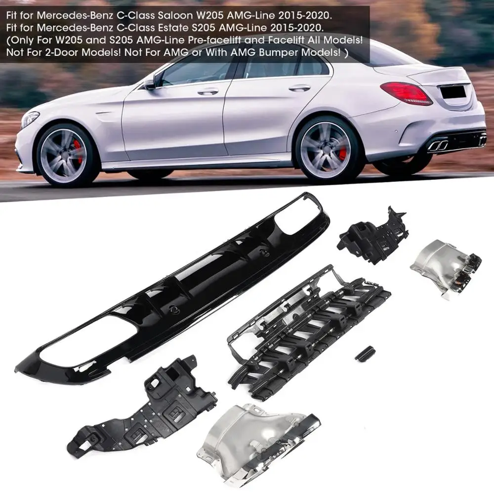 Для C63S внешний рассеиватель серебристая хромированная Quad выхлопные наконечники