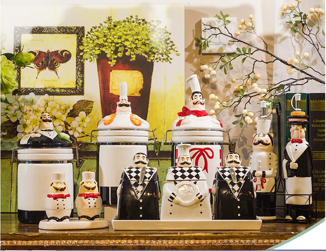 Набор керамических резервуаров для приправ Креативные кухонные принадлежности