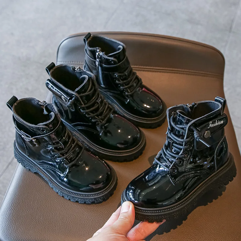 

Children Boots New Casual Tide Boots Fashion Girls Shoes British Style Single Boots Boy Leather Boots Fashion Non-slip Warm