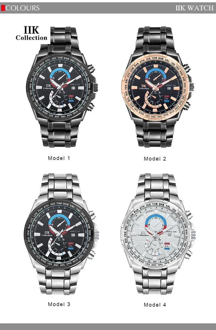 

2021 IIK Series Luxury Design Men's Watch Fashion Cool Expression Gift Boyfriend Stainless Steel Watch Simple Men's Watch