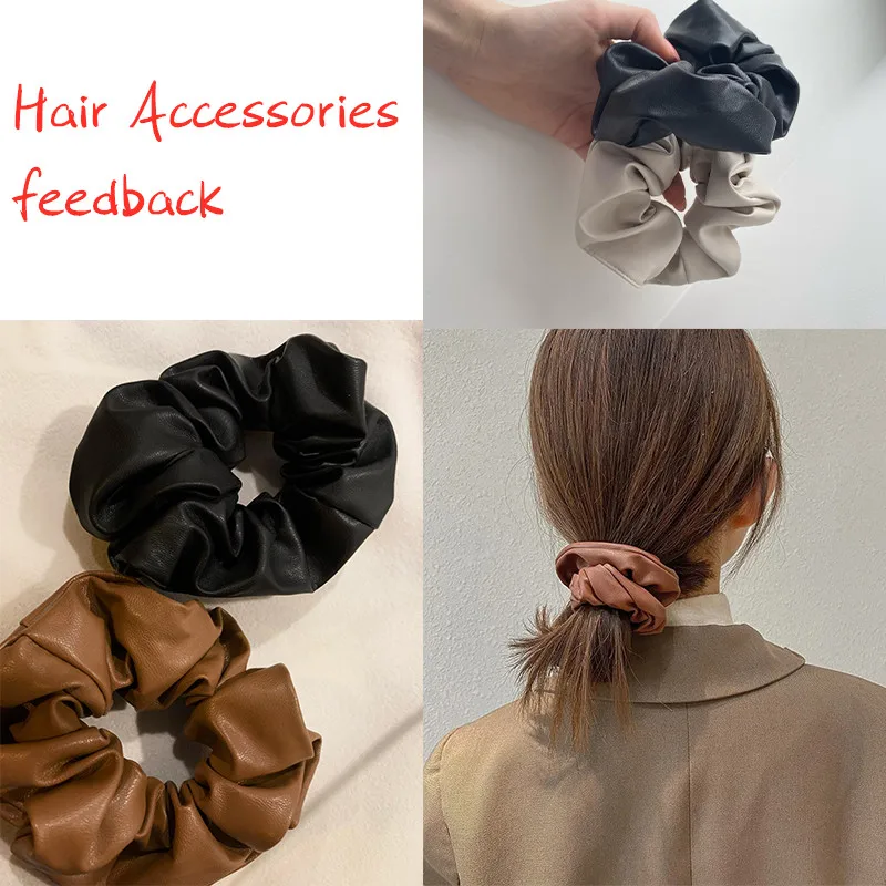 Women Silk Scrunchie Elastic Handmade Multicolor Hair Band Ponytail Holder Headband Accessories 1PC Satin Solid Color |
