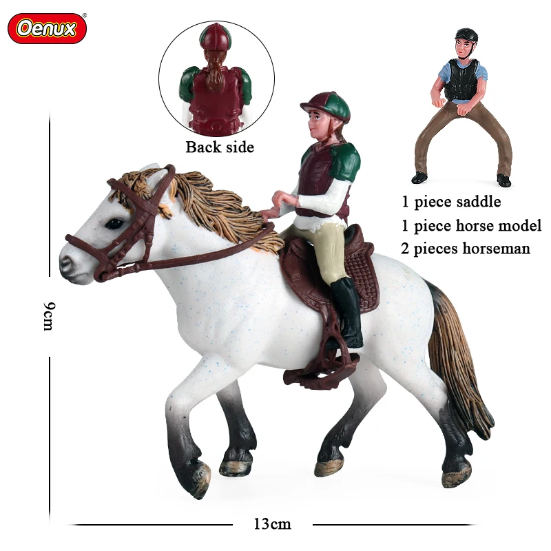 Oenux Farm Stable Model Brinquedo Simulation Horseman Equestrian Knight Animals Playset Action Figures PVC Kids Desk Toy Gift | Игрушки и