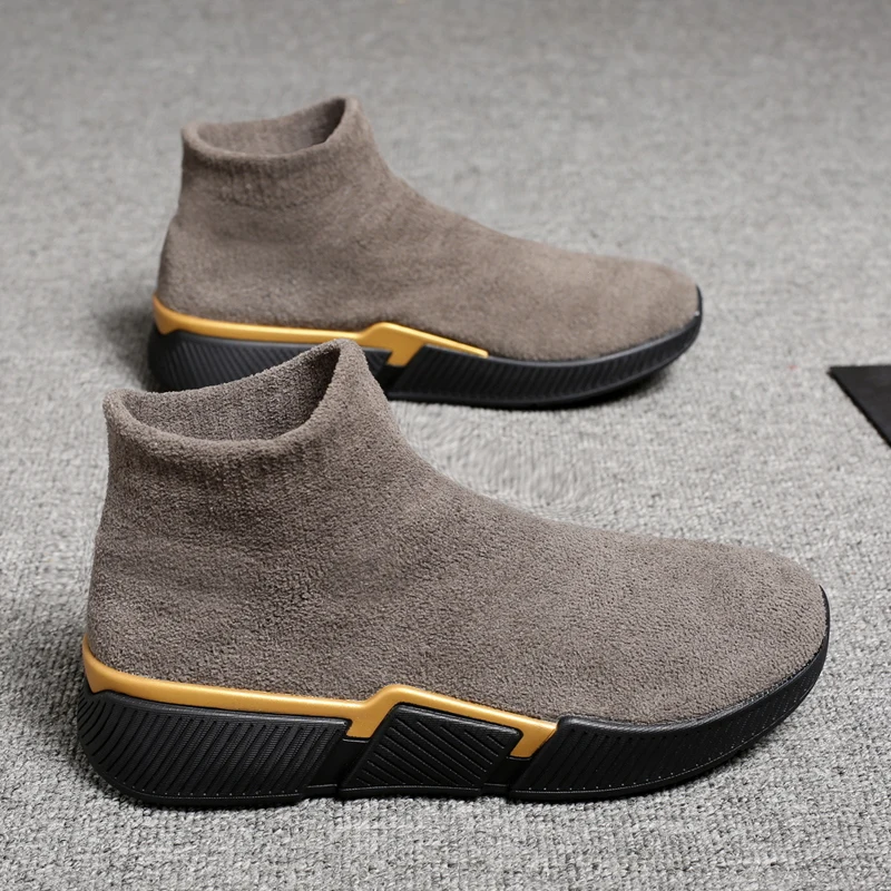 Hot Sale Cotton Shoes Winter Walking Shoes Knitting Comfortable Casual Men Sneakers Non-slip Wear-resistant Soft Sole Snow Boots