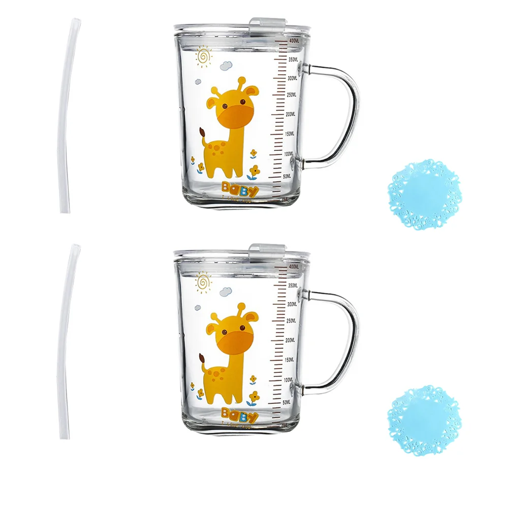 

2 Sets Kids Lovely Cartoon Pattern Cup Children Water Cup with Handles