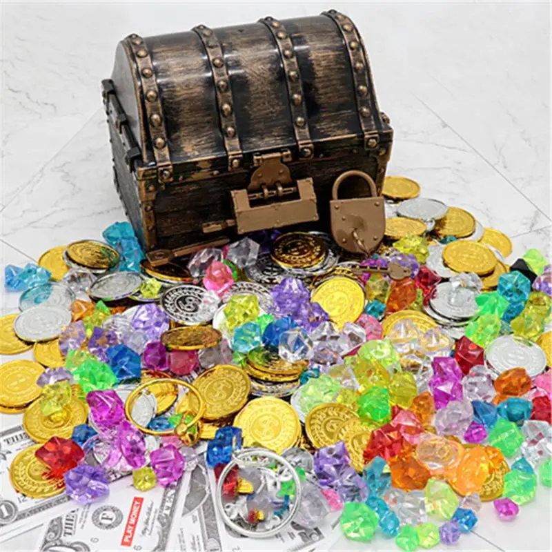 

Pirate Treasure Chest Pirate Box With 2 Locks Party Favors Kids Toy Boy Gift