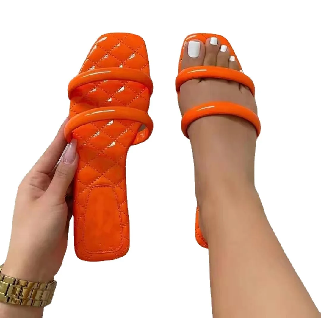 

Europe and the United States 2021 summer new sandals female outer wear flat slippers large size ladies beach shoes