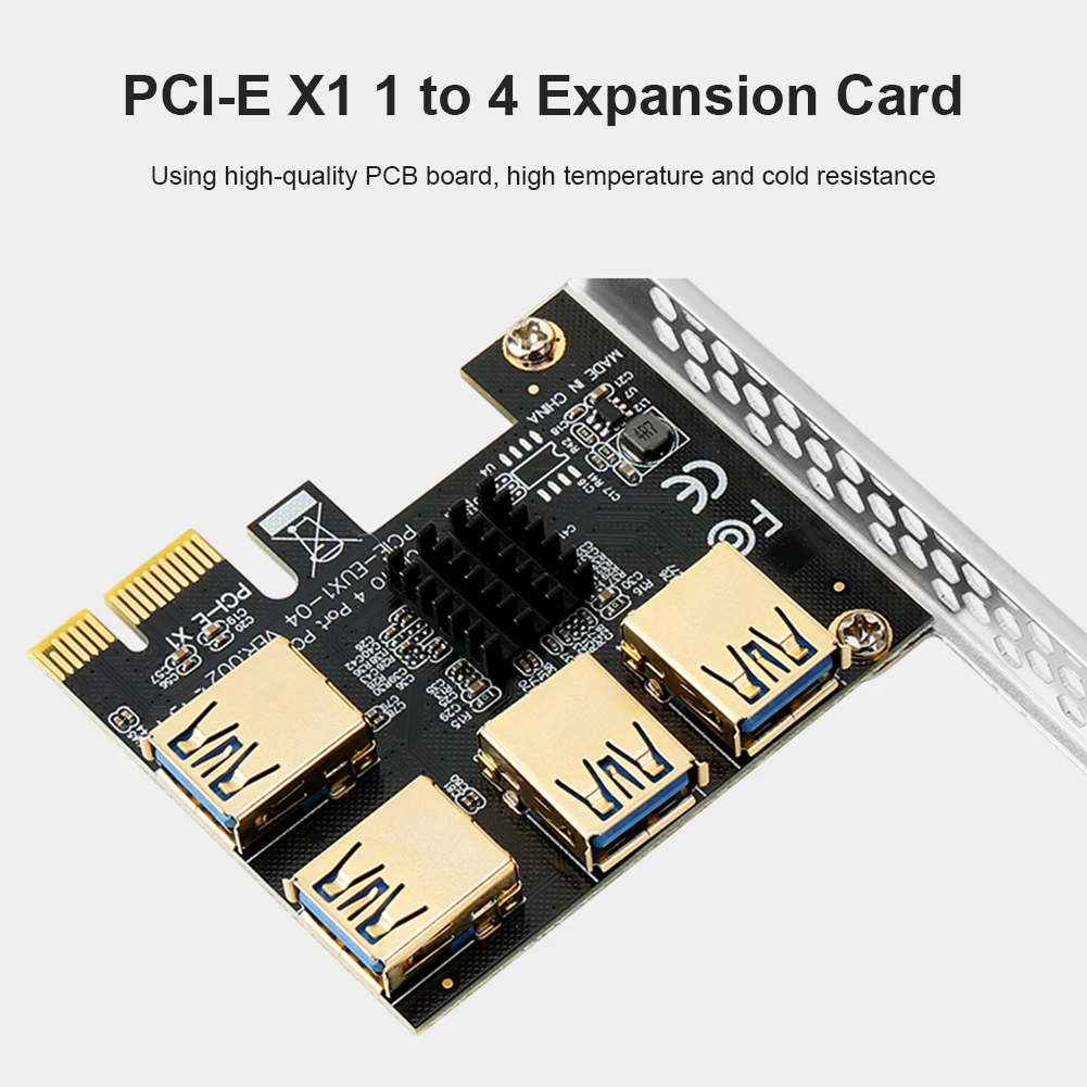 

PCI-E Adapter Card PCI-E X1/X4/X8/X16 1 to 4 USB Multiplier Hub Riser Card Extender PCIe Converter for Bitcoin ETH Mining Miner