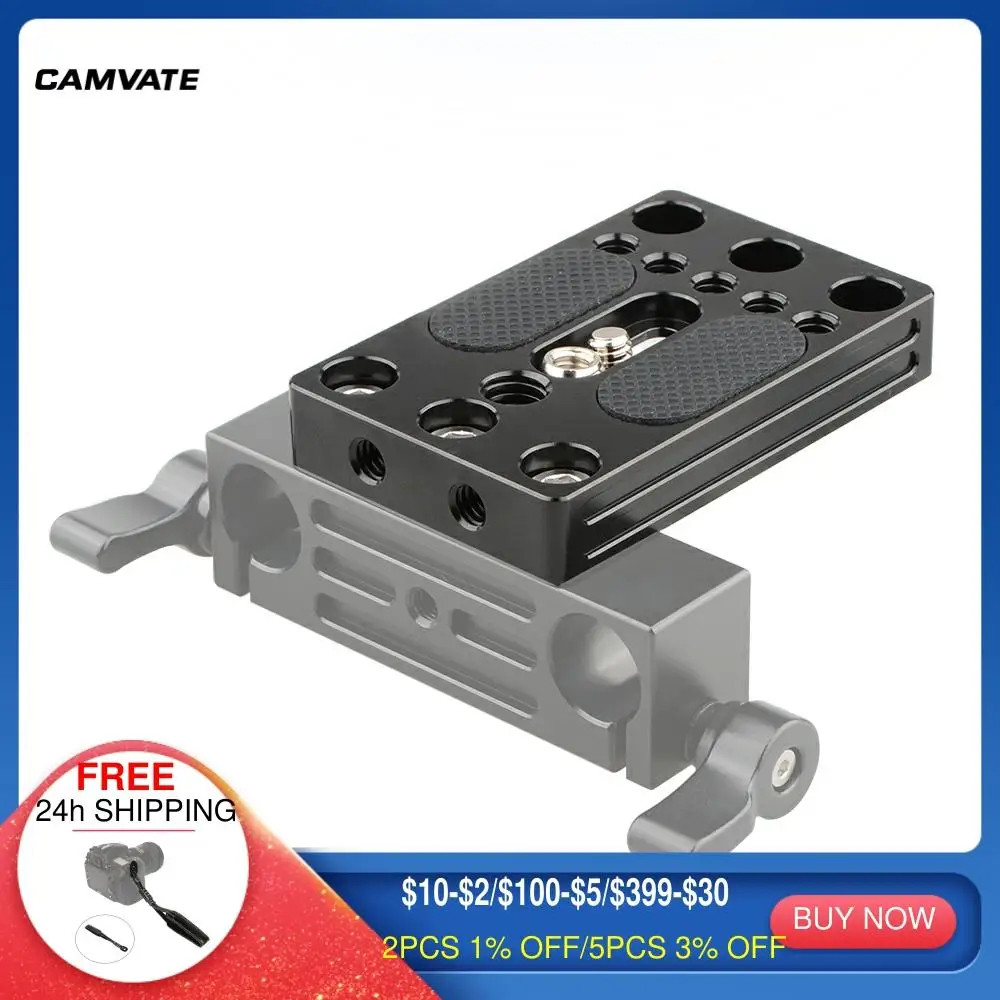 

CAMVATE Camera Baseplate With 1/4"-20 Mounting Screw For DSLR Camera Cage Rig/Tripod Mount/Microphones/Monitors/Flash Mounting