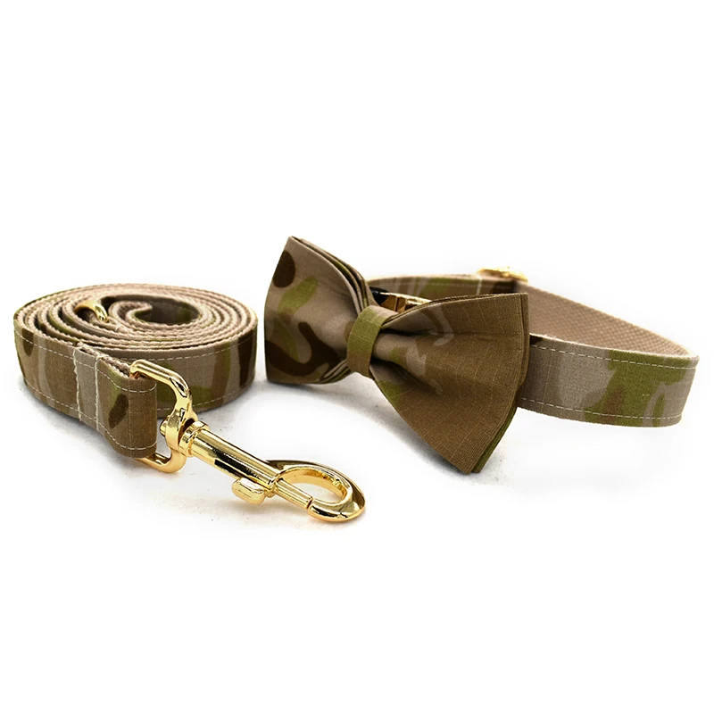 Custom free engrave name ID dog collar Camouflage Dog Collar Personalized Leash With Gold Metal Buckle | Дом и сад