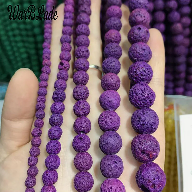 Бусины Из Натурального фиолетового вулканического камня диаметром 4/6/8/10/12 мм |