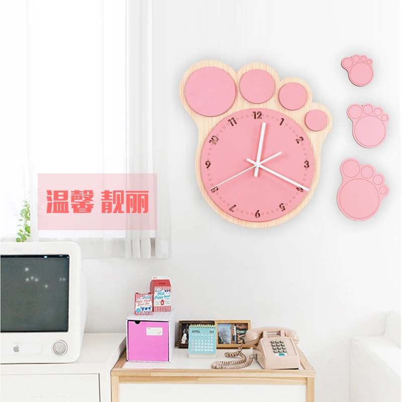 

Creative Kids Wall Clock Cartoon Wood Cute Living Room Simple Wall Clock Modern Design Silent Reloj Pared Bedroom Decor AE50WC