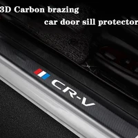 4pcs carbon fiber door sill protector leather vinyl stickers for honda crv cr v 2018 2015 2016 2017 2019 2020 car accessories