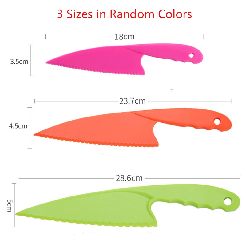 

Kid Plastic Kitchen Knife Set Children's Safe Cooking Chef Nylon Knives For Fruit Bread Cake Salad Lettuce Knife Kitchen Tools