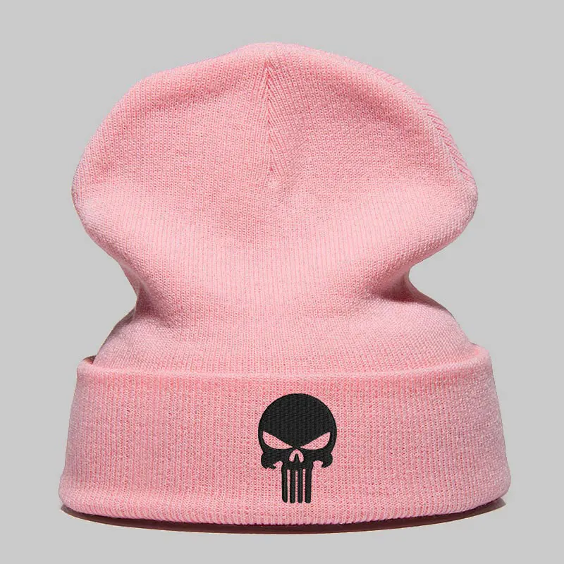 Beanie шляпа Skullie шапка, вязаная шапка-носок Зимняя Вышивка в стиле панк Для мужчин Для женщин для мальчиков и девочек подростков уличных танцев череп Skelton черный, белый, серый
