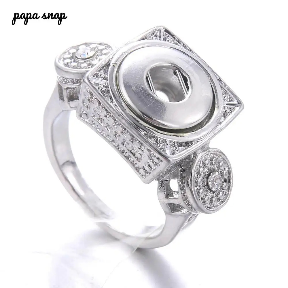 

New Fashion Rhinestones snap Jewelry Metal 12mm Snap buttons Ring Ladies Charm Party Snap Jewelry Ring